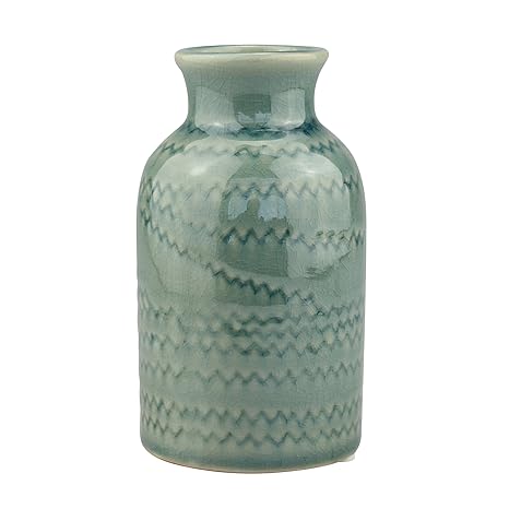 Buy Stonebriar Decorative Pale Green Ceramic Vase For Floral