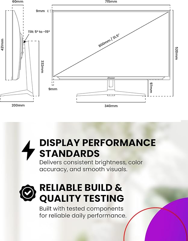 Nova 32" QHD 2560×1440 IPS Gaming Monitor, 180 Hz, 1 ms, FreeSync, HDR, Colunas Integradas – Roxo