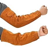 Gnellkoor Leather Welding Sleeves, Real Cow Leather Arm Guards Welding Sleeves Heat & Flame Resistant Arm Protection for Men and Women in Welding Work