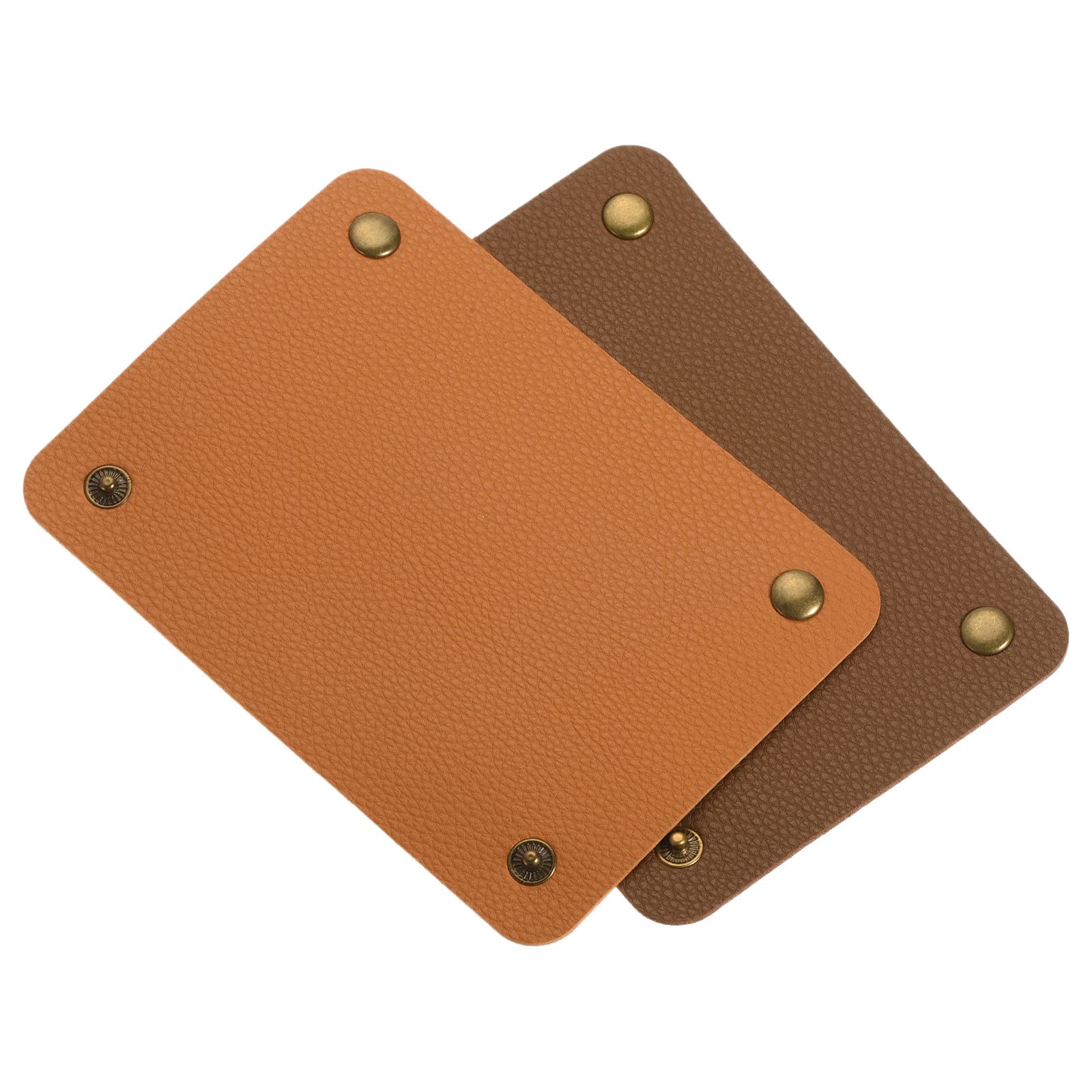 PATIKIL Luggage Handle Wraps, 2Pcs PU Leather Handbag Grip Cover Identifier Protector with Brass Clasp for Travel Bag Suitcase, Brown Orange