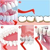 RAYITO 50pcs Interdental Brushes Red Soft Non-Slip Handle Angled Head view 4