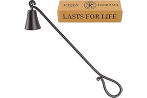 RTZEN Rustic Bell Candle Snuffer - Handcrafted Decorative Rustic Wrought Iron Candle Extinguisher Candlesnuffer with Long Handle - Unique Black Matte Farmhouse Decor Accessories Gift