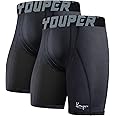 Youper 2-Pack Adult Compression Shorts w/Cup Pocket, Men's Athletic Supporter for Baseball & Football
