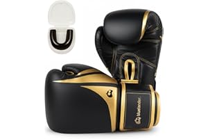 Bluelander Guantes de Box 8,10, 12, 14, 16 Oz, Guantes de Entrenamiento para Hombres y Mujeres, Protector Bucal Incluido, Absorción de Impactos, Correa de Velcro para Kickboxing, MMA