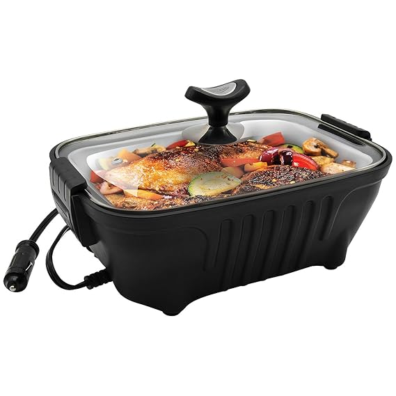 RoadPro Portable 12Volt Personal Cooking Roaster Heats up to 250 Automotive