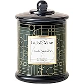 LA JOLIE MUSE Starlit Golden Fir Scented Candle, Pine, Cedarwood & Fir Balsam, 75-Hour Long Burn, Natural Soy Wax, Decorative Glass Jar Candle with Gift Box