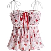 Verdusa Women's Babydoll Tops Peplum Tie Shoulder Sleeveless Summer Cami Going Out Top