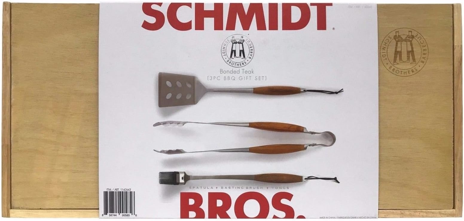 Schmidt Brothers 3 piece BBQ Tool Set - in Wooden Gift Box