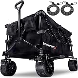 MoverX 200L Folding Trolley on Wheels, Portable Camping Cart, Black