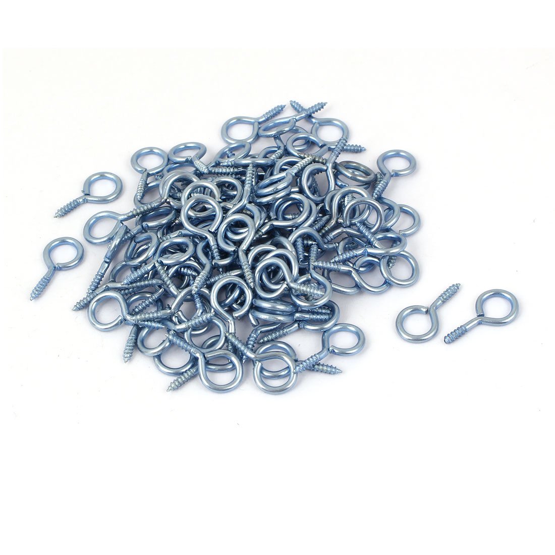 Sourcingmap 0.09"x0.87" Screw Eye Hooks Self Tapping Screws Screw-in Hanger Eye-Shape Hooks Silvery 100pcs