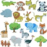 BXI 17 Pcs Zoo Animals Felt Board Story Pieces Set for Toddlers, Preschool &amp; Kindergarten, Precut Felt Jungle Animals Figures for Preschool Crafts Activity Early Learning Storytelling