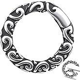 Pndeyo 925 Sterling Silver Round Jewelry Clasp, Hypoallergenic Necklace Enhancer Shortener with Carving Patterns, 0.5in Spring Rings Clasp Connector Clips for Bracelets Jewelry Making- Black