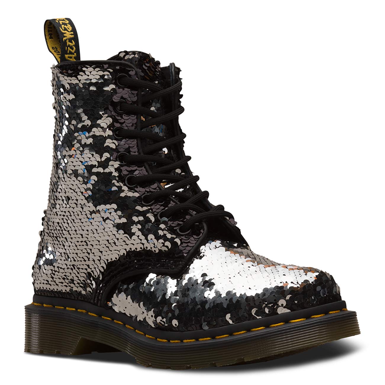 Anfibio pascal glitter argento dr martens grigio - Stileo.it