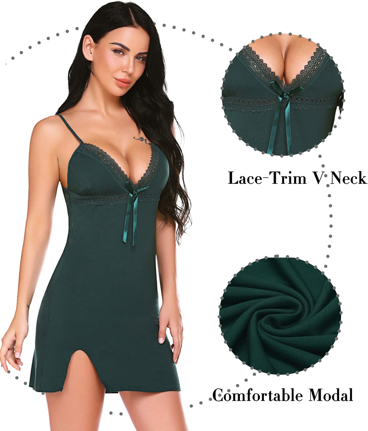 Avidlove Women Lingerie V Neck Chemise Nightgown Sexy Full Slips Sleepwear at  Women’s Clothing store