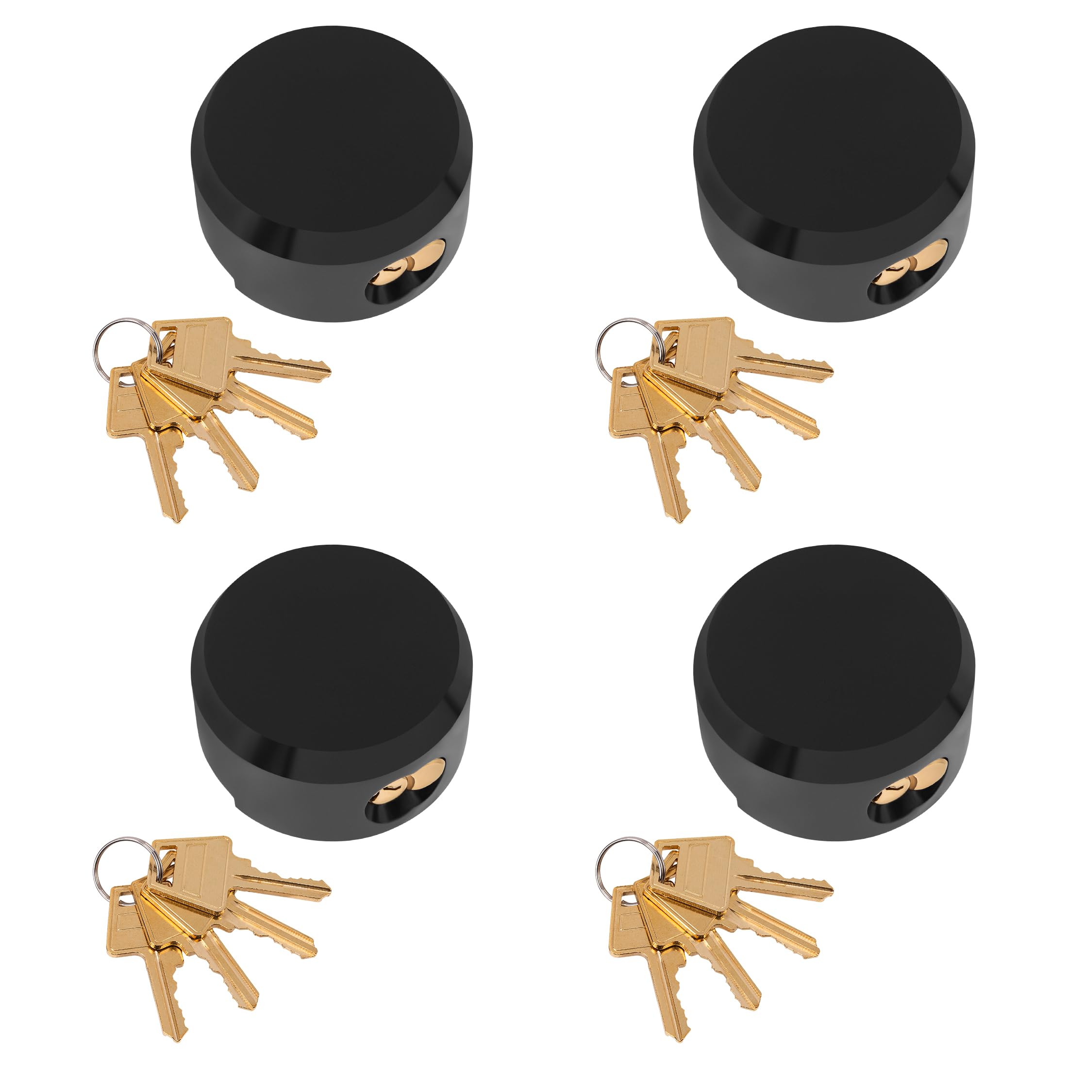 Photo 1 of IRONWALLS 4PCS Hidden Shackle Padlock Keyed Alike, 2-7/8" Heavy Duty Puck Lock with 16pcs Keys, Black Hidden Shackle Lock with 1.7" (L) x 0.59" (H) x 1.2”(D) Shackle Opening, 0.4" Shackle Diameter