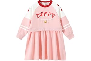 BDUCK+ Girls Sweatshirts Dress Long Sleeve Pullover Patchwork Pleated Mini Tennis Athletic Dresses for Size 3-12 Years