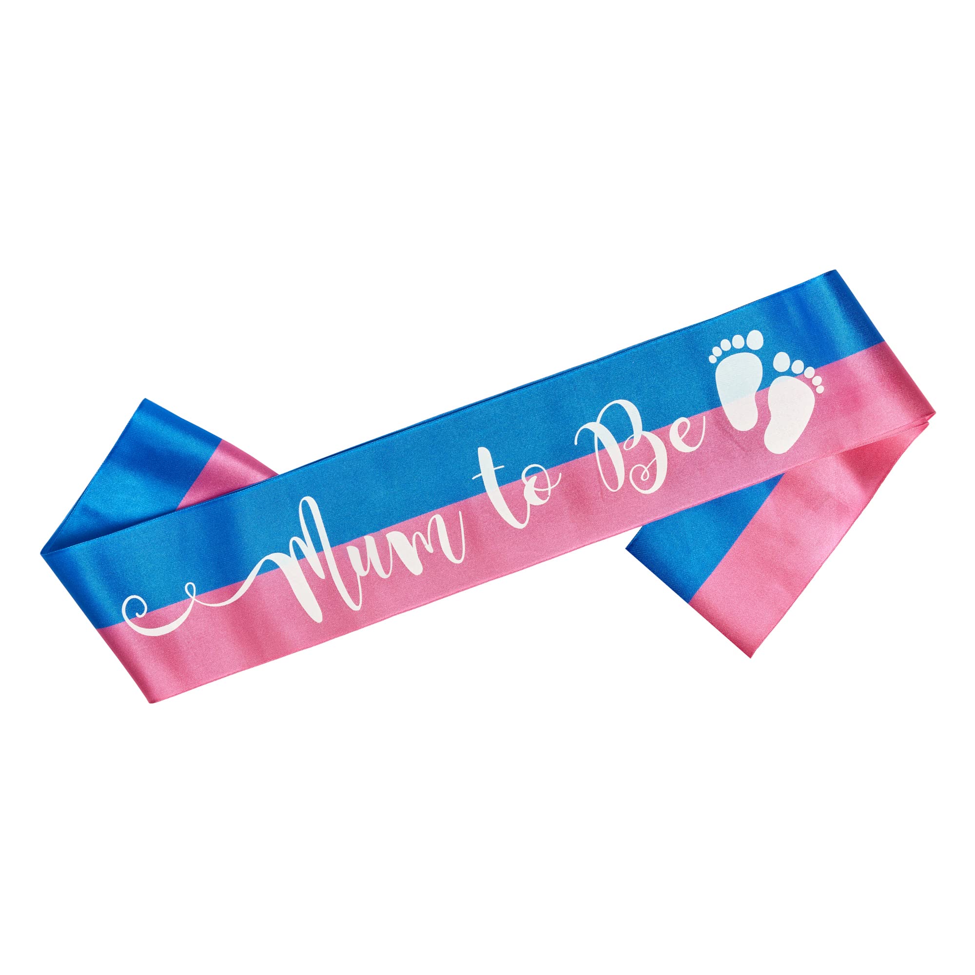 OLILLY Sash for a Mum to Be - Sash to wear for a Gender Reveal or Baby Shower - Perfect for Pictures (Pink and Blue)