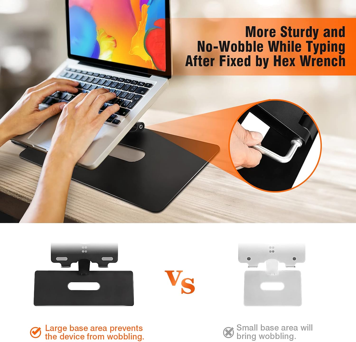 Laptop Stand, WeluvFit Adjustable Computer Stand with Large Base, Aluminum Ergonomic Portable Laptop Riser Holder for Leg & Desk, Compatible with MacBook Air Pro, Dell, Lenovo & More 9.7-15.6"Notebook: Electronics