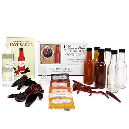 Grow And Make Diy Deluxe Gourmet Hot Sauce Kit 6 Rezepte Enthalten Amazon De Grocery