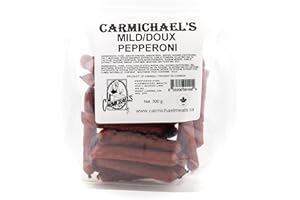 Carmichael's Pepperoni Sticks, 300g Resealable Bag, Gluten Free High Protein Meat Snack, Made in Canada - Mild