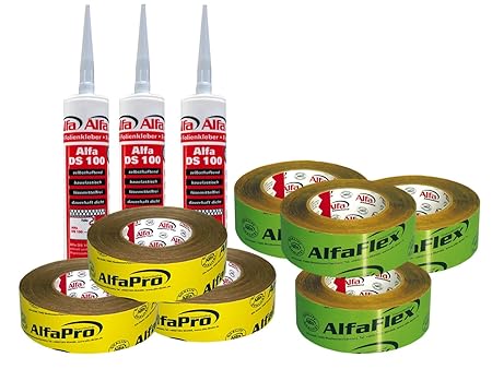 10-teiliges Dachausbau-Paket enthält Klebeband und Kleber für Dampfbremsen, Dampfsperren, Unterspannbahnen, Sparpaket für den