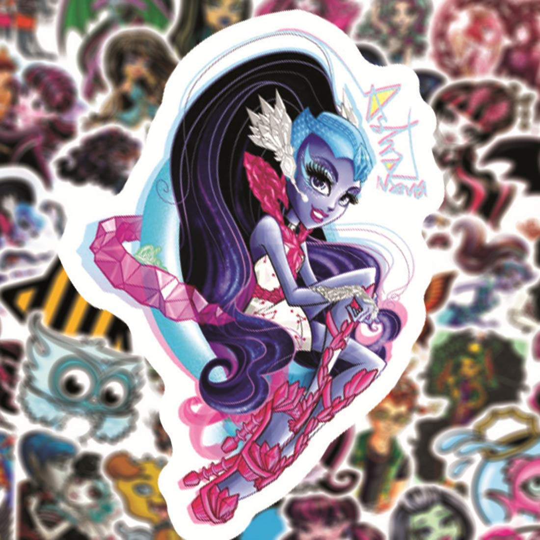 50Pcs Monster High Merch Stickers Pack for Water Bottle Cup Laptop Guitar Car Motorcycle Bike Skateboard Luggage Box Vinyl Waterproof Graffiti Patches LQ