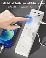 4 Way Extension Lead USB C Socket Switched Surge Protected 1.5M Wall Mount view 3