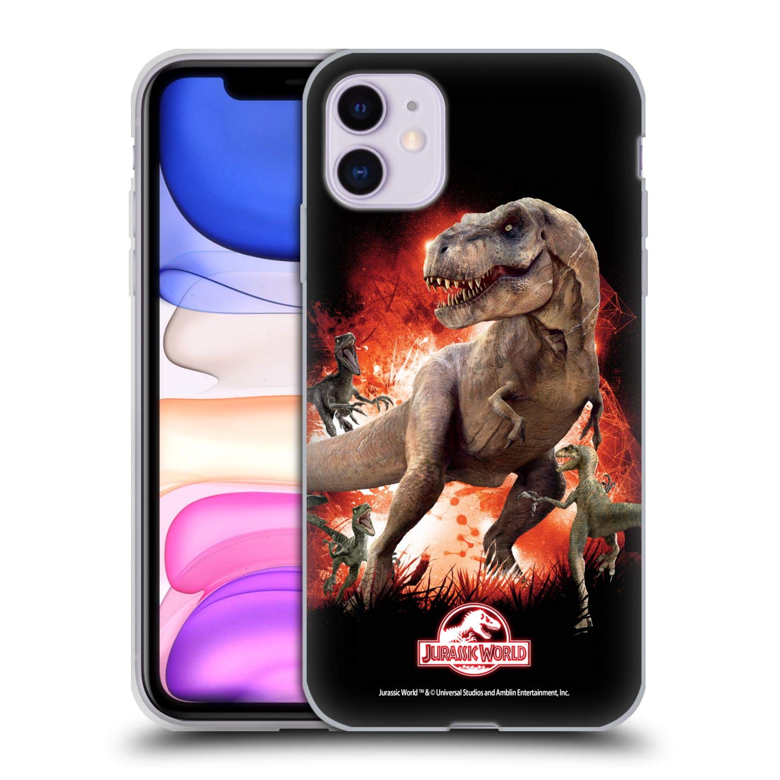 Head Case Designs Officially Licensed Jurassic World T-Rex VS. Velociraptors Key Art Soft Gel Case Compatible with Apple iPhone 11