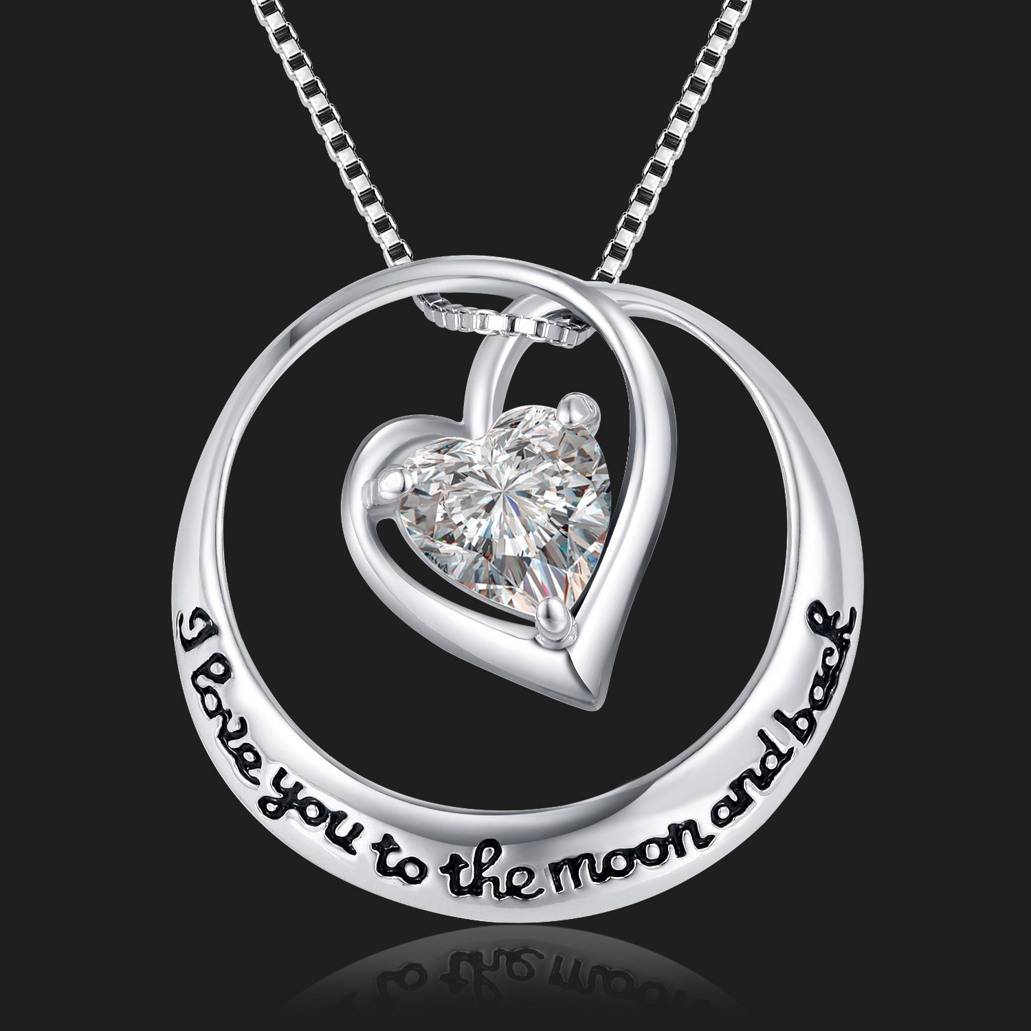 CEINTER Kette Damen Herzförmig Kreisförmig 925 Sterling Silber Damen Ketten Anhanger für Mode Frauen, Kette Silber 45cm