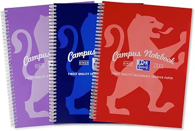 Oxford Campus A4 Notebook Wirebound 8 mm Lined 140 Pages Pack of 3