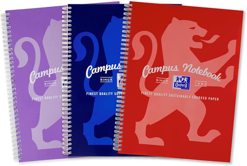 Oxford Campus A4 Notebook Wirebound 8 mm Lined 140 Pages Pack of 3