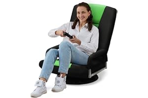 Coperat Swivel Gaming Chair 360 Degree Multipurpose Floor Chair w/Armrest & 6 Adjustable Postions Backrest for Adults & Kids, for Reading, Gaming, Watching, Relaxing, Green