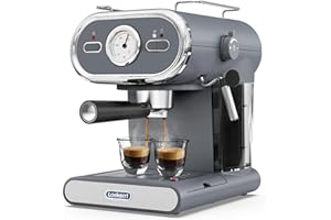 Laekerrt Espresso Machine with Visible Thermometer, 20 Bar Pump Pressure Home Coffee Machine with Milk Frother Steam Wand, 1100W Cappuccino Latte Coffee Maker, with 2 Stainless Steel Filter Cups