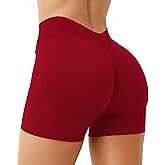 Unthewe Womens Seamless Workout Shorts Scrunch Butt Lifting High Waist V Back Gym Biker Shorts