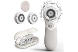 TOUCHBEAUTY Face Scrubber with 3 Brush Heads & 2 Speeds - Deep Cleaning, Exfoliating, and Massaging for All Skin Types - Facial Cleansing Brush Includes Silicone Head, Travel Case & Free-Plastic Packaging