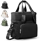 bergsalz Expandable Adult Lunch Box for Women Men, Double Compartment Insulated Lunch Bag, Leakproof Thermal Cooler Bag with Shoulder Strap for Work, Office, Travel, Picnic