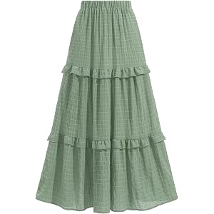 Womens Boho Maxi Skirt Long Flowy Skirt High Waisted Tiered Ruffle Skirt | renaissance skirt, boho maxi midi skirt, for ren f