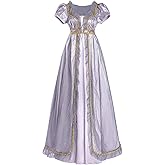 CR ROLECOS Regency Dress Women Regency Costume Champagne Gold Empire Victorian Gown