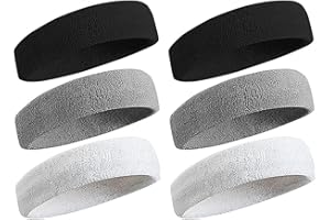 Sweatband Sport Headband for Men Women Moisture Wicking Athletic Terry Sweatband for Tennis, Basketball, Running, Gym, Workin