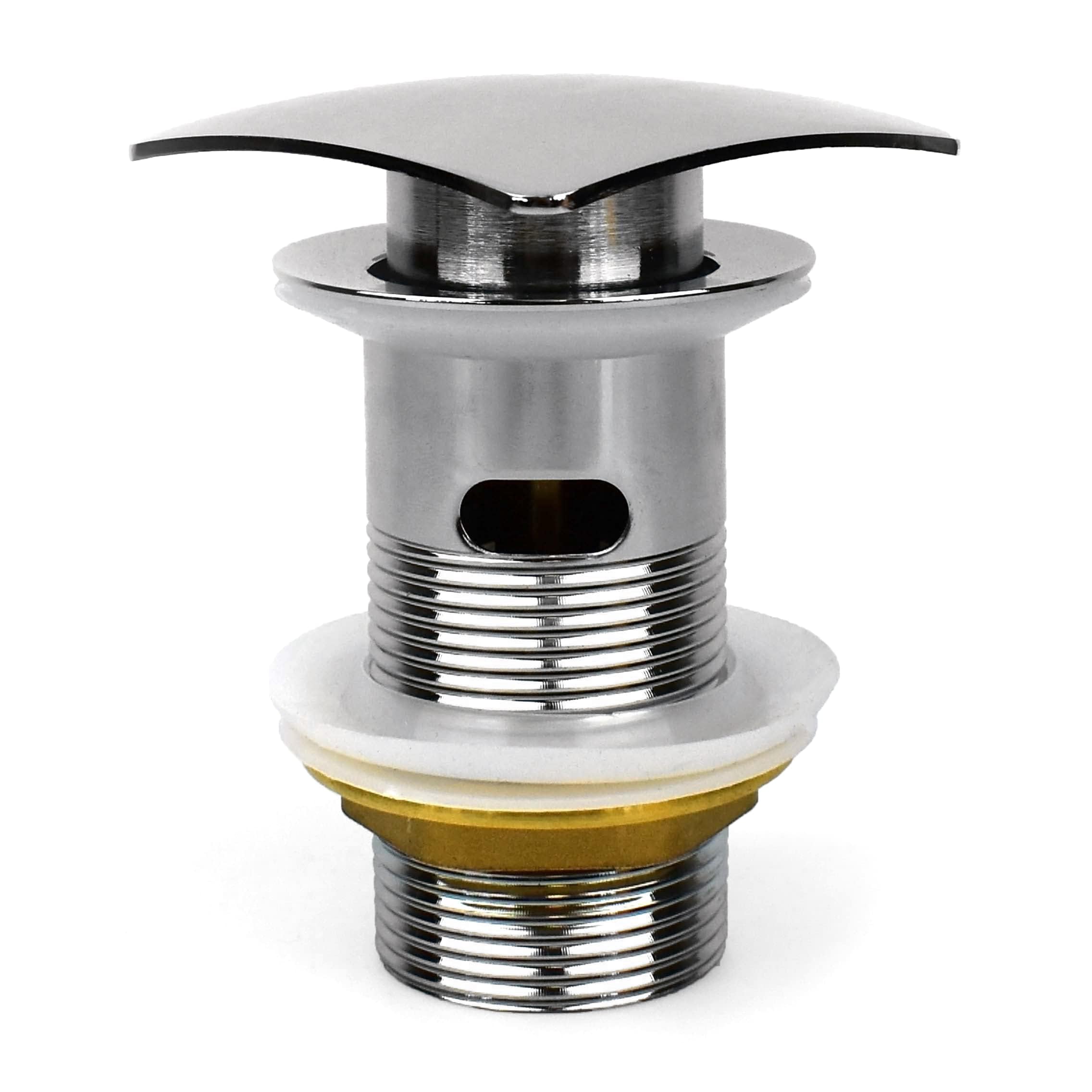 Xcel Home Replacement Slotted Chrome Click Clack Basin Waste | Brass Pop Up Sink Basin Plug | Standard G 1 1/4" BSP Connection (Square | 1 Waste)