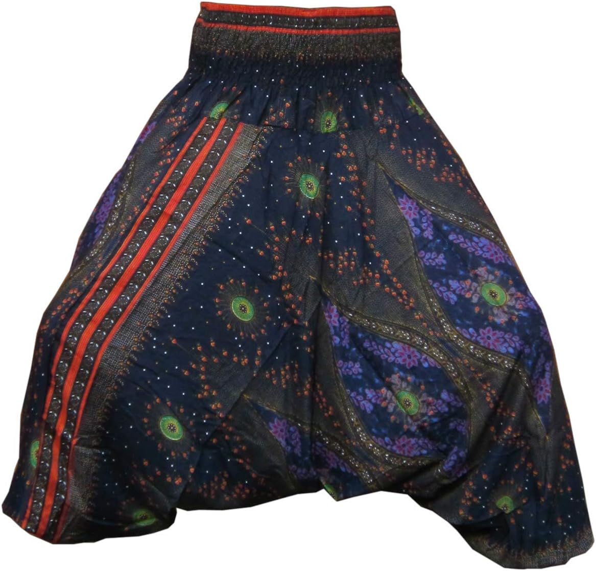 PANASIAMAladdin Harem Pants Peacock – Unisex 100% Viscose - Yoga Trousers – GOA Festival Boho Style – Paisley Baggy Pants – Comfy Summer Trousers for Yoga, Travel & Beach