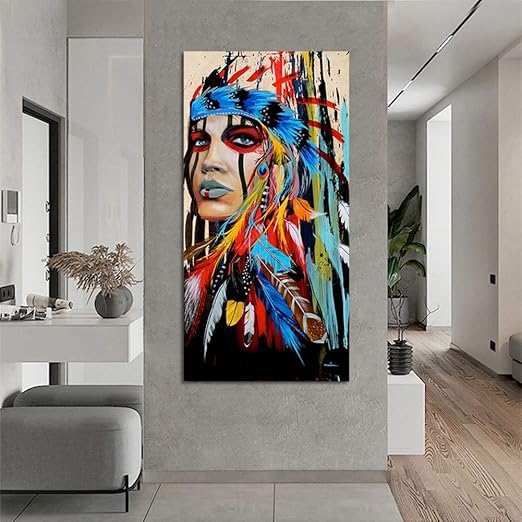 Hermoso Lienzo Pintura Imprimir Chorro De Tinta Indio Colorido