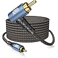 EMK RCA Subwoofer Cable 90 Degree RCA to RCA Audio Cable 24K Gold-Plated Nylon Braided Double Shielded Digital Analogue Supports Amplifiers,Home Theater,Hi-Fi Systems,Subwoofer(15ft/5m)