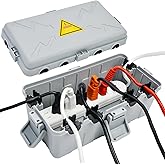 Hrensaw Medium Outdoor Electrical Box(10.6x5.5x4.5inch),Weatherproof Connection Box w/6 Cable Entry,IP54 Waterproof Extension Cord Cover Protect Power Strip,Timer,Plug,Holiday Lights,Grey