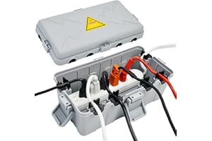 Hrensaw Medium Outdoor Electrical Box(10.6x5.5x4.5inch),Weatherproof Connection Box w/6 Cable Entry,IP54 Waterproof Extension Cord Cover Protect Power Strip,Timer,Plug,Holiday Lights,Grey