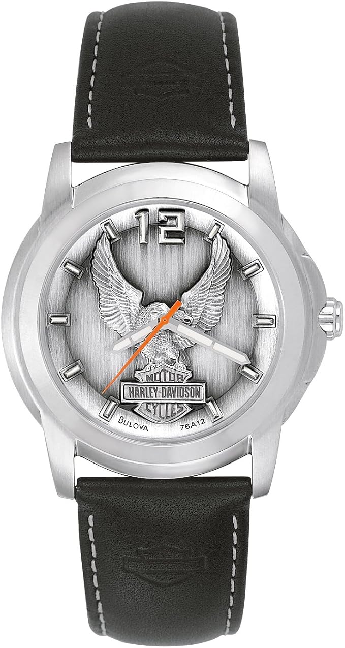 HarleyDavidson Bulova Men's Watch. Raise pewter dial. 76A12 Amazon.co