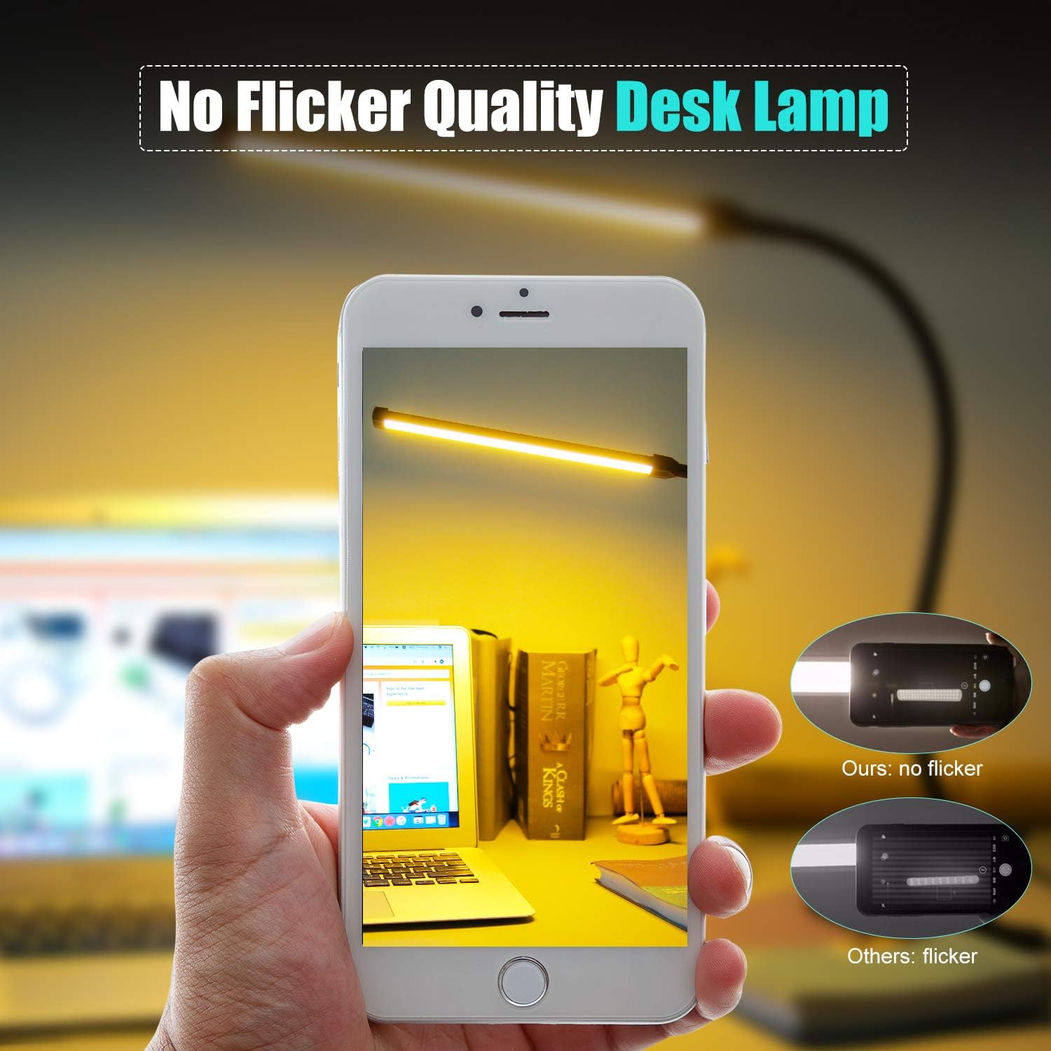 Upgrade Led Clip On Light, 33 Illuminations Kids Book Lights for Reading in Bed, Desk Lamps with USB Charging Port, Clamp Light Bedbesides Headborard, Stepless Dimmer/ Auto Memory/Off Delayer - - 