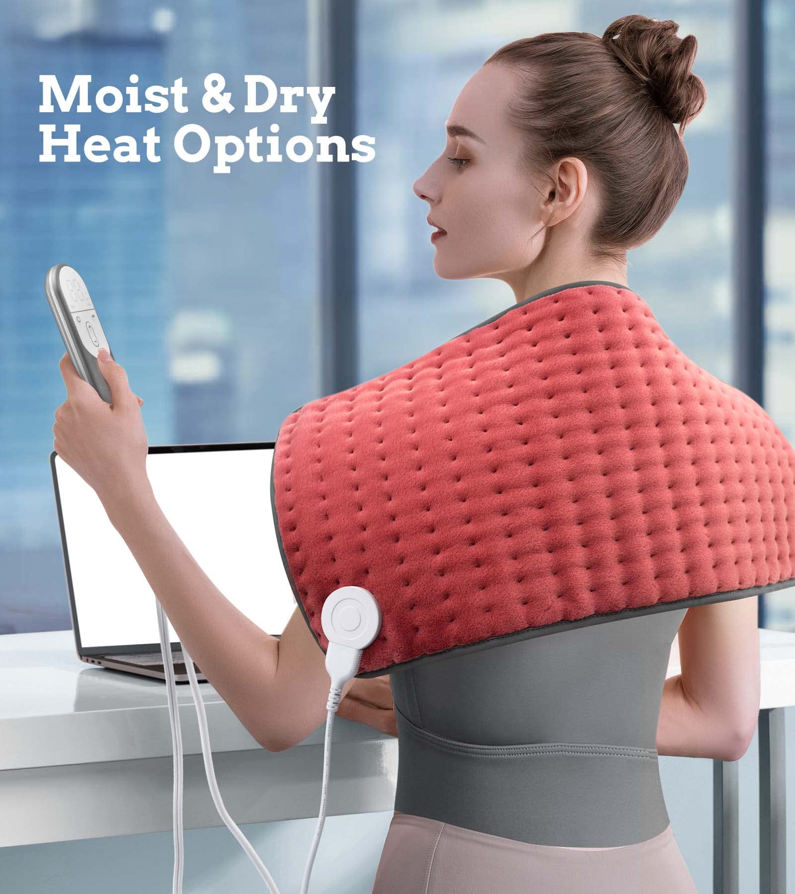 VALGELUIK Heating pad for Back, Neck, Shoulder, Cramps and Leg Pain Relief, Heat Pads Christmas Gifts for Women, Men, Mom, Dad, Auto-Off,Machine Washable,Moist Dry Heat Options,Extra Large 12