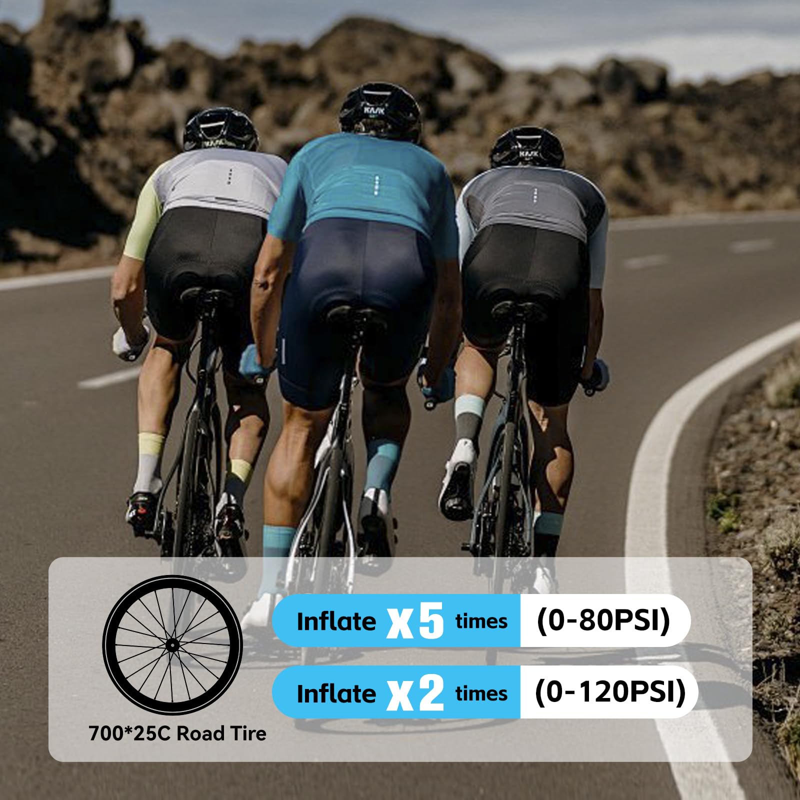 TOPUMP Mini Fahrradpumpe, Elektrische Fahrradluftpumpe mit Manometer, Ultrakleine 120PSI Akku Fahrradpumpe mit Presta und Schrader-Ventil, Auto Stopp, für Rennrad, Mountainbike und Stadtrad 5