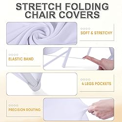 Lounsweer 100 Pcs Folding Chair Cover Set with 50